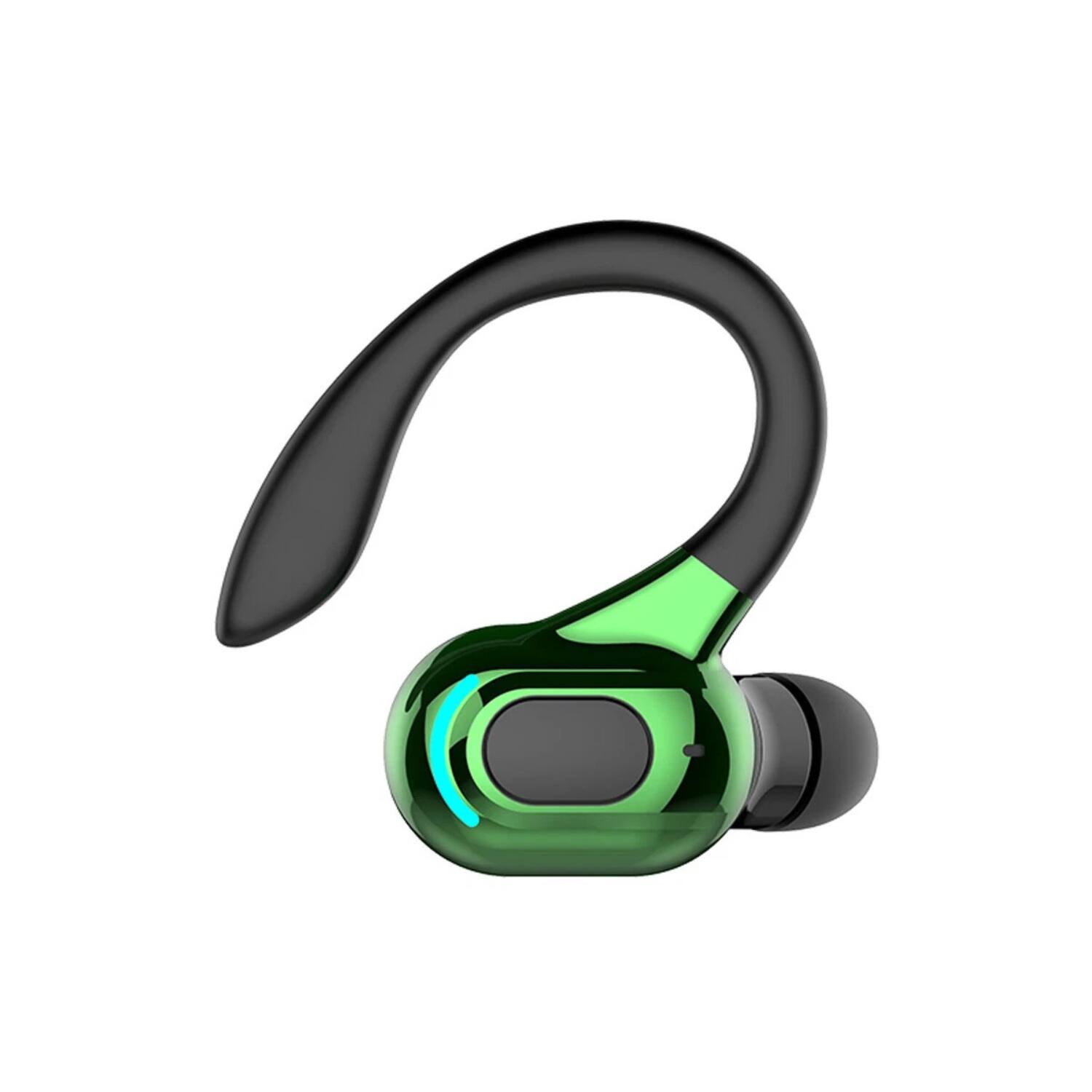 Front. Stock Preferred - 1Pc Bluetooth 5.1 Ear-Hook Wireless Earbud - Green.