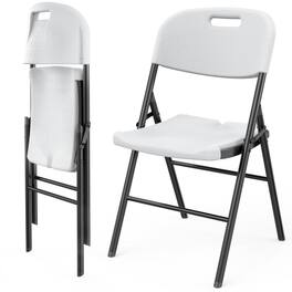 Winado - 2PCS Portable Folding Chairs, Plastic Commercial Seats with Steel Frame for Indoor Outdoor Dining Party Wedding School - White