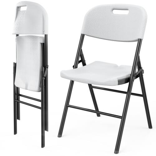 Front. Winado - 2PCS Portable Folding Chairs, Plastic Commercial Seats with Steel Frame for Indoor Outdoor Dining Party Wedding School - White.