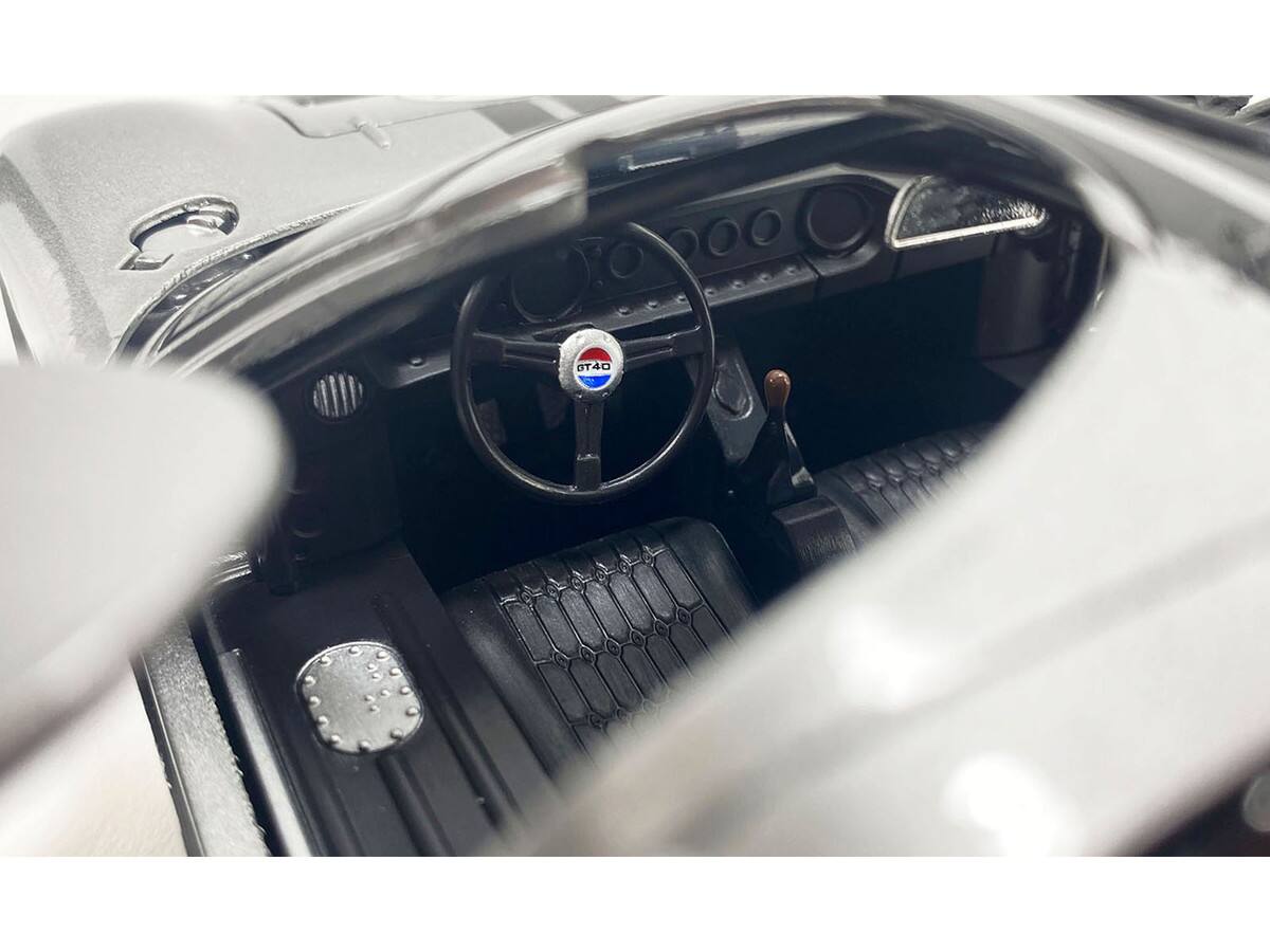 Left. ACME - 1966 Ford GT-40 MKII #F85 Silver Metallic with Black Stripes 1/18 Diecast Model Car by ACME - Silver Metallic.