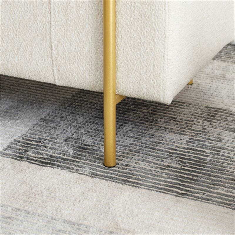 Alt View 2. HTUTWOO - Linen Storage Ottoman Bench for Living Room Bedroom - Elegant Upholstered Bench with Cylindrical Arms and Iron Legs - Beige.