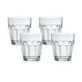 Bormioli Rocco - Rock Bar Rocks Stackable Beverage Glasses, 9.25 oz, Set of 4 - Clear