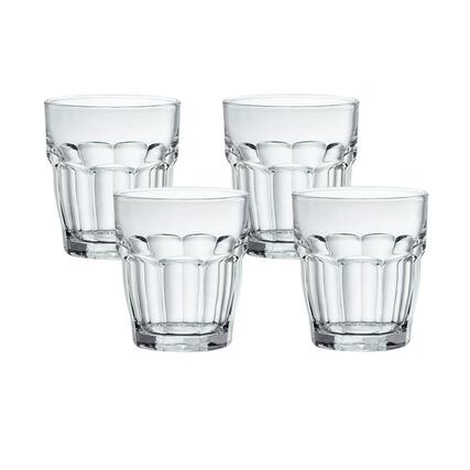 Front. Bormioli Rocco - Bormioli Rocco Rock Bar Rocks Stackable Beverage Glasses, 9.25 oz, Set of 4 - Clear.