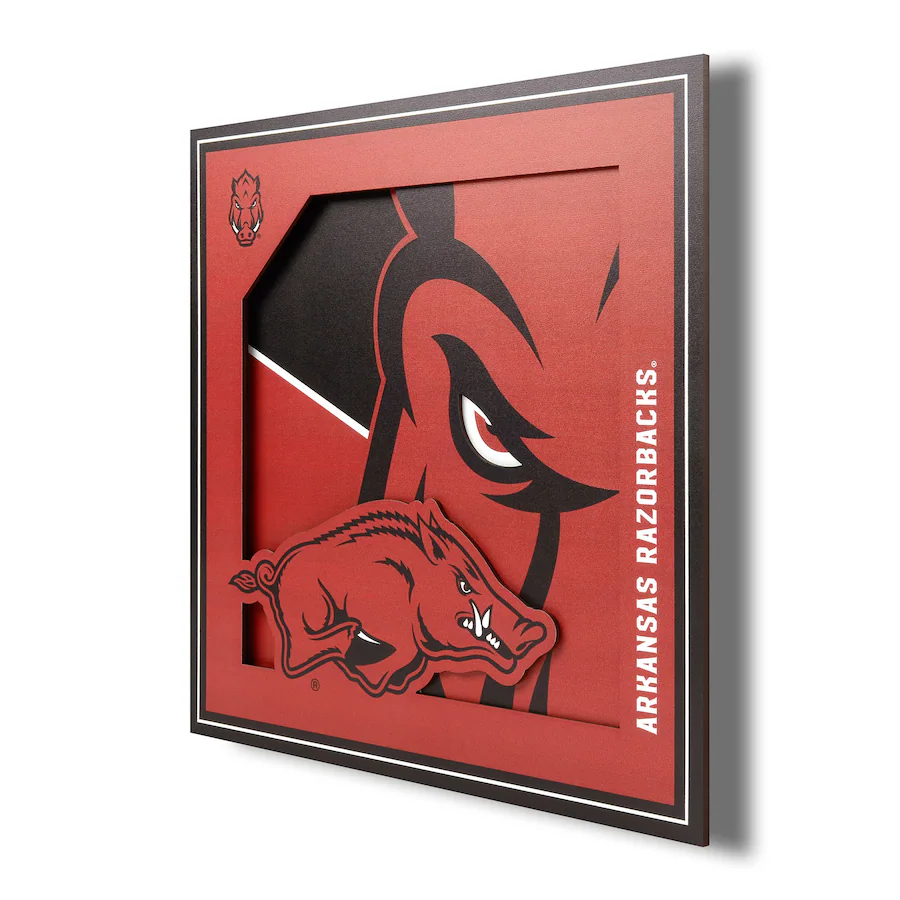 Stained Glass Razorback YouTheFan Arkansas Razorbacks 12'' x 12'' 3D Logo Wall Art Multicolor ...
