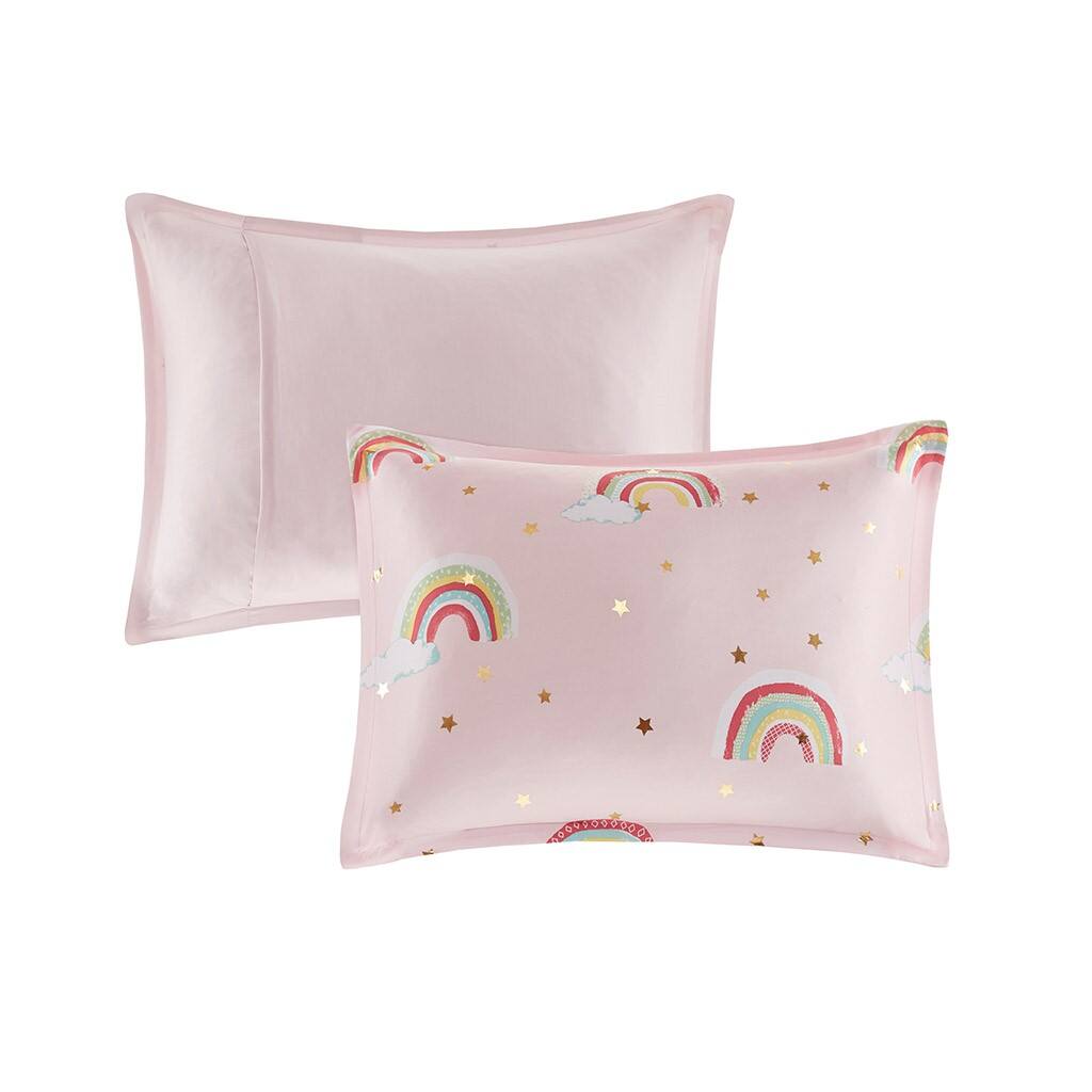 Alt View 3. Gracie Mills - Gracie Mills Thyme Rainbow and Metallic Stars Comforter Set with Coordinating Bed Sheets - Pink.
