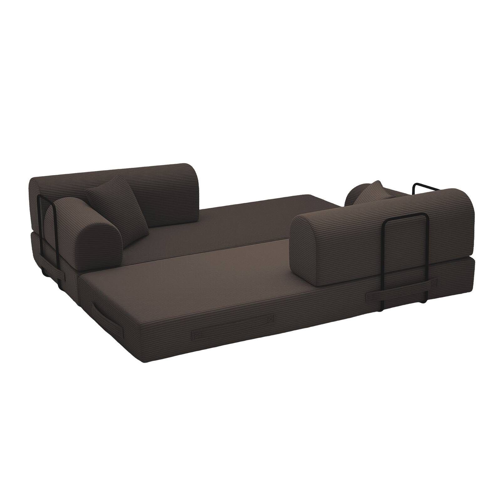Alt View 1. Anysun - Corduroy Convertible Sleeper Sofa Bed - Folding Mattress Couch with Fixed Frame for Living Room & Bedroom - Brown.