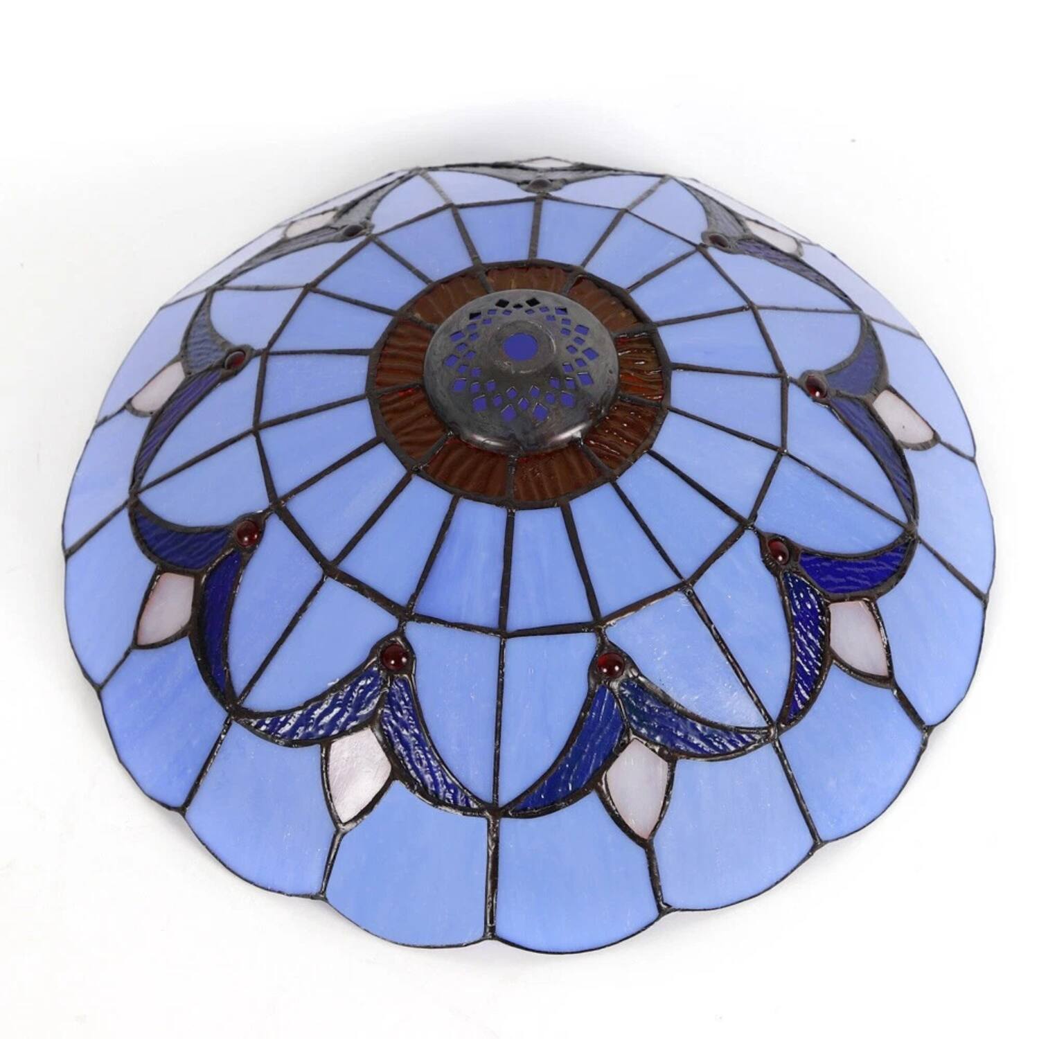 Stock Preferred - 12" Tiffany Stained Glass Flush Mount Ceiling Light LED Chandelier Fixture - Blue
