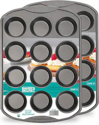 BAKER'S SECRET
NON-STICK 12 CUP MUFFIN PAN
CLASSIC
15.5" x 10.5" x 1.5"
39.5cm x 26.5cm x 3.5cm
NON-STICK TECHNOLOGY
BS10007
935780 12091
PAS FREE