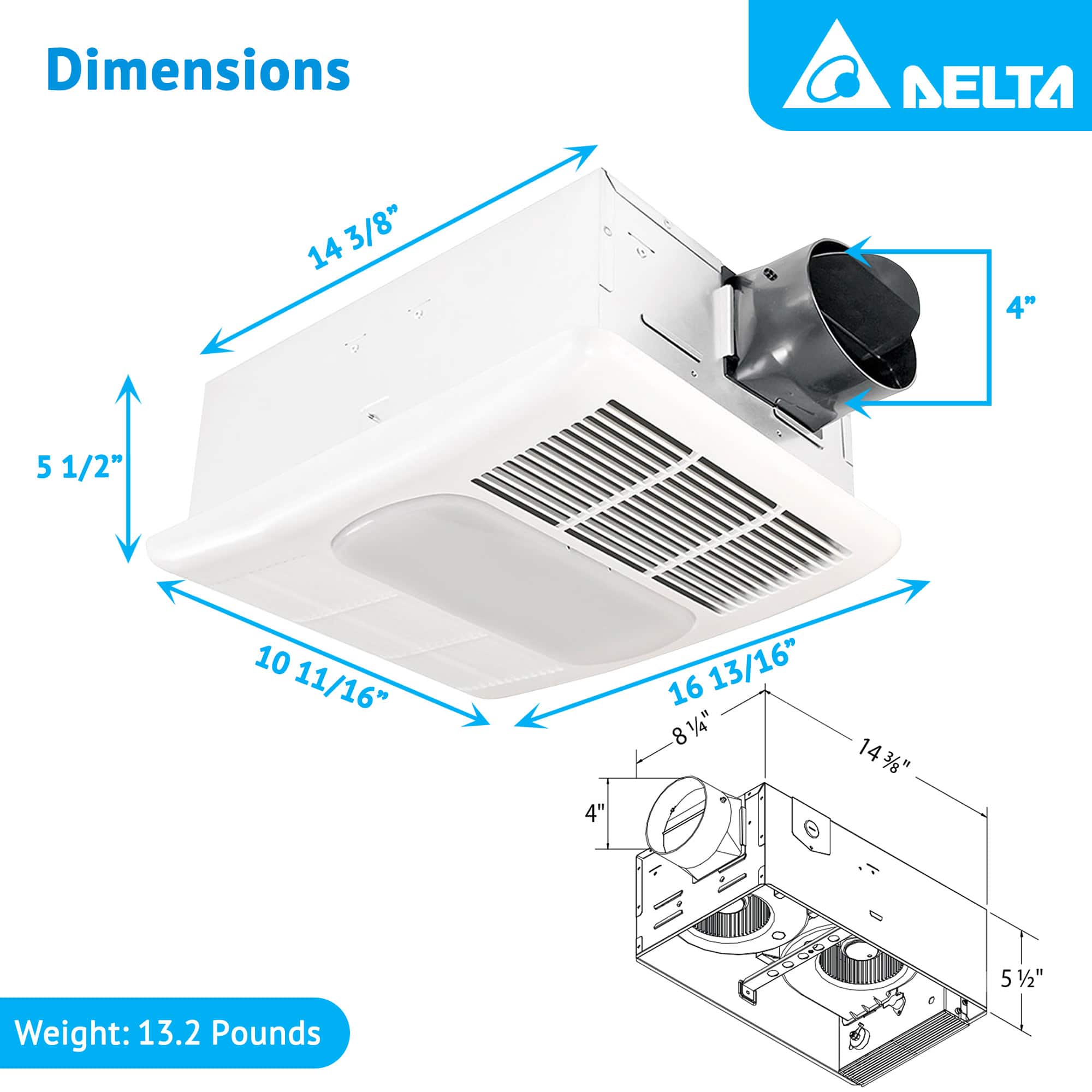Delta Breez Radiance Exhaust Bath Fan 80 CFM with Built In Light