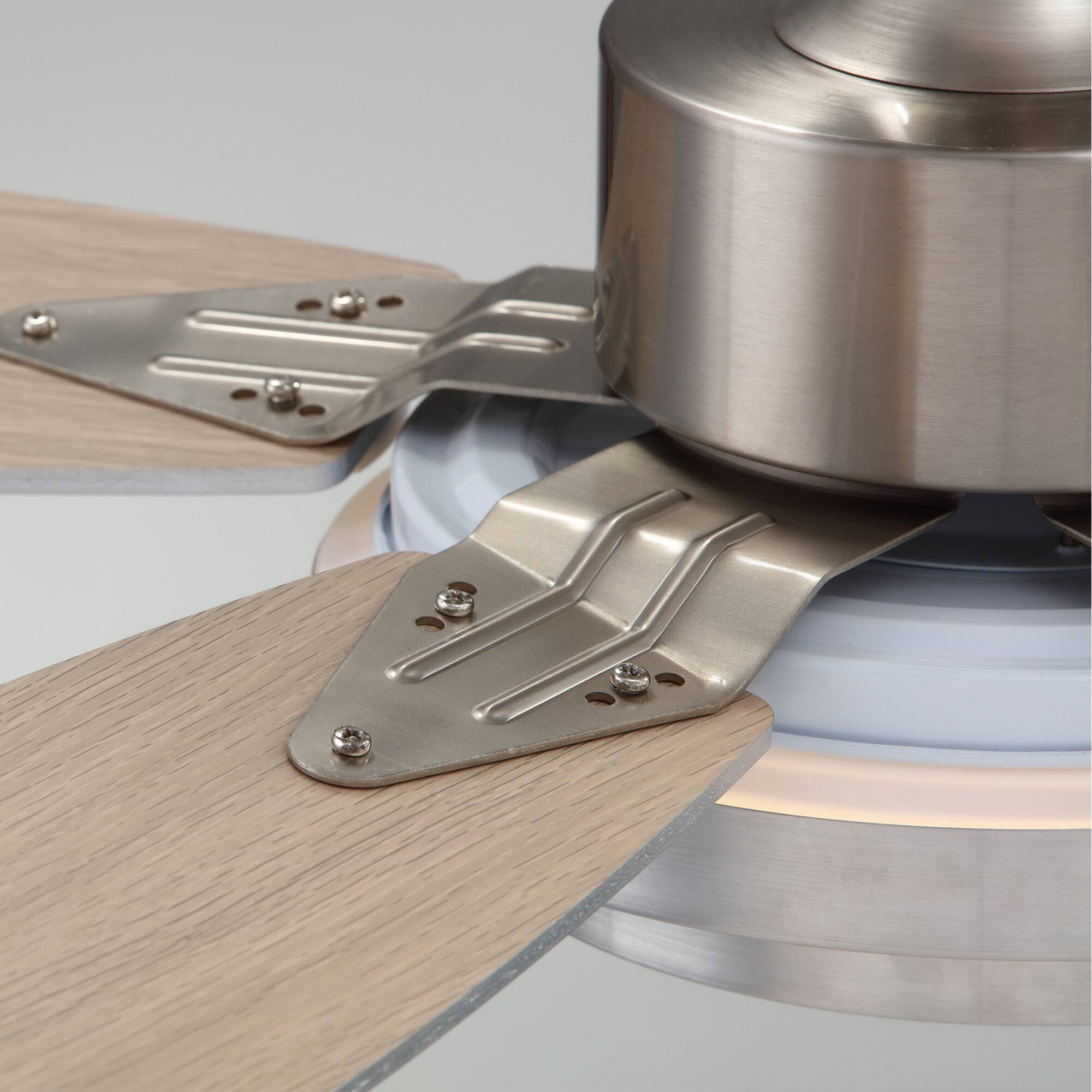 Alt View 8. Siljoy - 52-in Nickel Ceiling Fan with Nickel or Oak Color Blades Ceiling Fan With Light-Remote Included - Nickel.