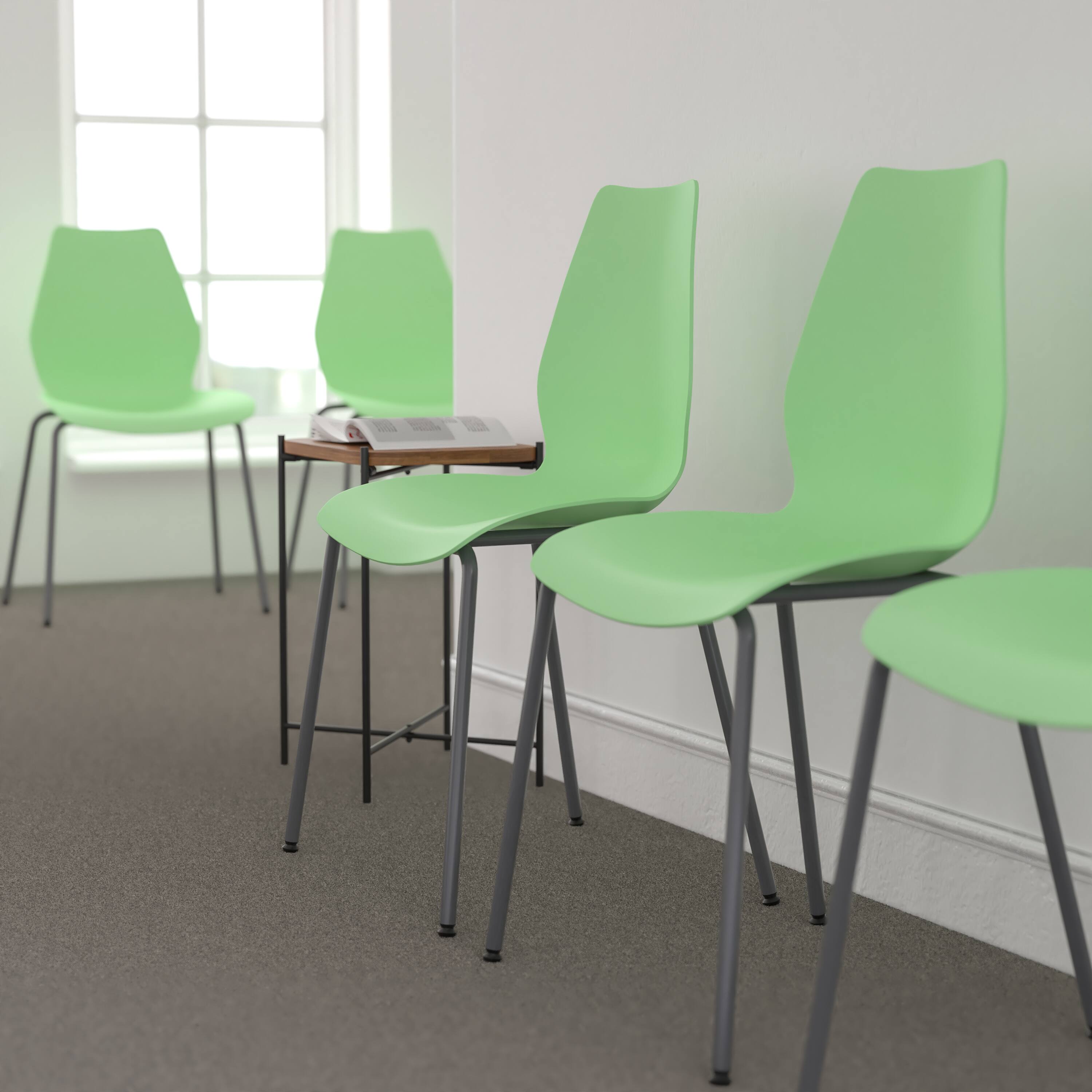 Alt View 1. Emma + Oliver - Multipurpose Home Office Stack Chair with Lumbar Support - Green.
