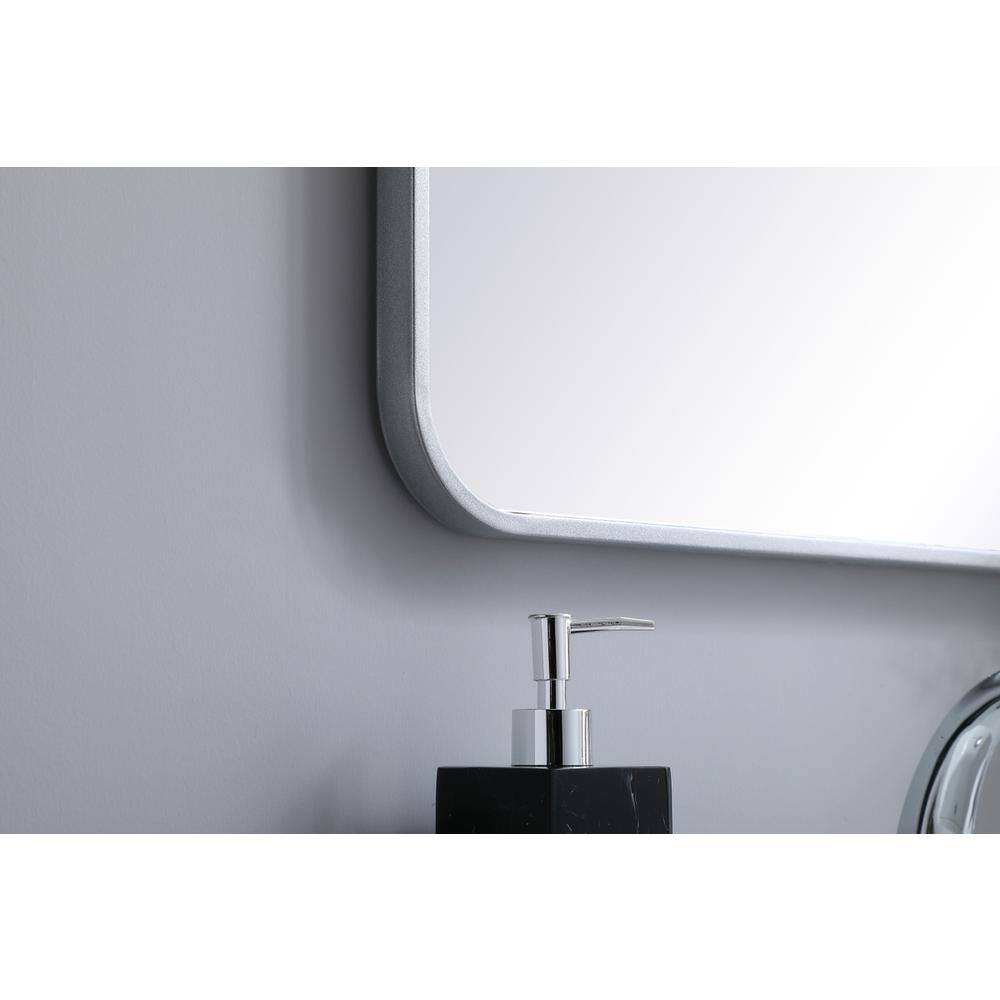 Alt View 2. Elegant Decor - Soft corner metal rectangular mirror 22x36 inch in Silver - Silver.