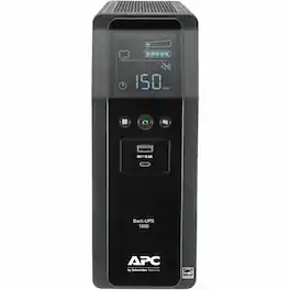 APC - Back-UPS Pro, 1500VA/900W, Tower, 10 Outlets, LCD Display, USB-A + USB-C ports - Black
