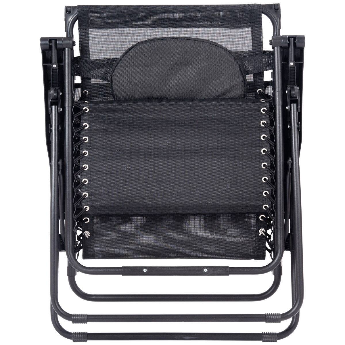 Alt View 9. Gymax - Gymax Folding Recliner Zero Gravity Lounge Chair W/ Shade Canopy Cup Holder Black - Black.