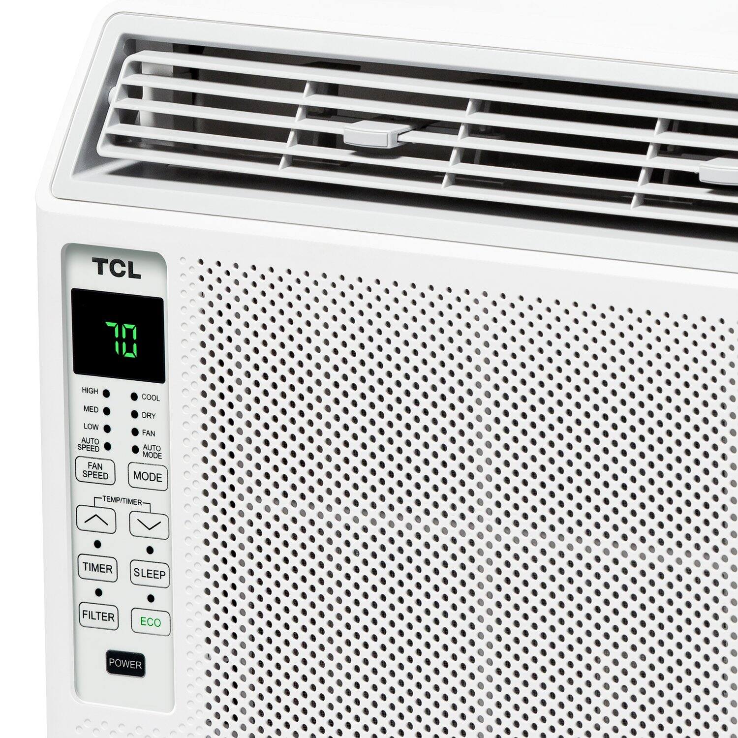 TCL 77 E

HIGH MED LOW AUTO SPEED FAN SPEED COOL DRY FAN AUTO MODE MODE TEMP/TIMER TIMER SLEEP FILTER ECO POWER