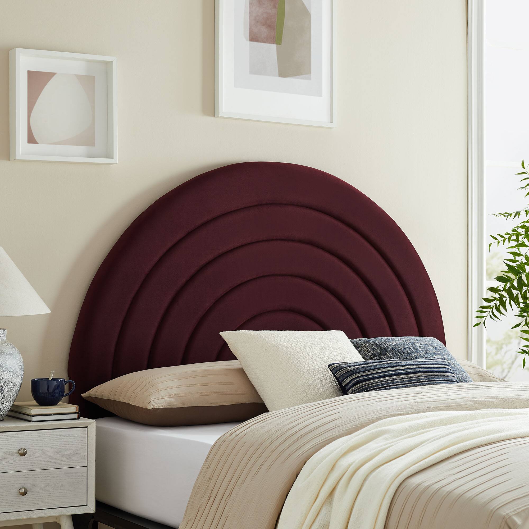 Alt View 2. Modway - Solana Arched Performance Velvet Full Headboard by Modway - Purple.