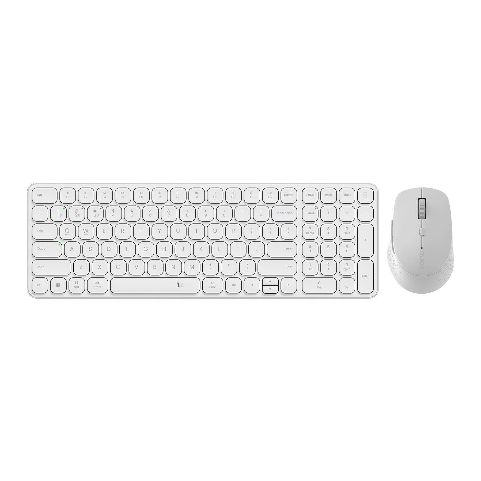 HM 1810 - 9010m Multi device And Mouse Combo 2 4ghz bluetooth 5 0 4 0 Wireless Set For Windows mac linux chrome Suppo - White