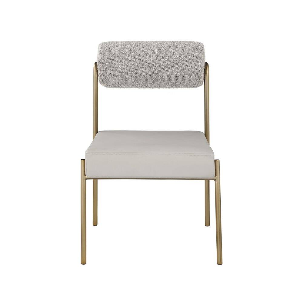 Alt View 2. Meridian Furniture - Carly Taupe Vegan Leather Seat / Boucle Fabric Back Dining Chair, Set of 2 - Brown.