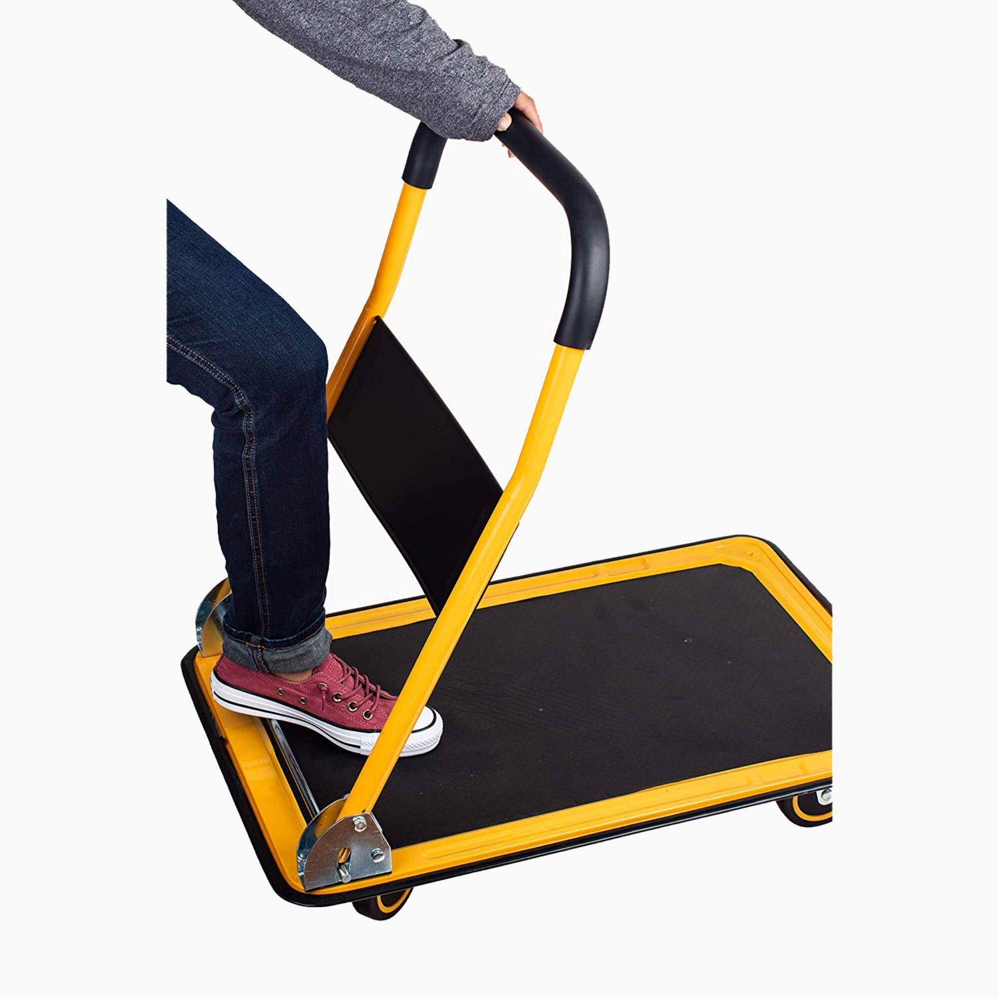 Left. LOVMOR - 660-Lb Capacity Foldable Platform Truck Hand Cart with Wheels - Yellow.