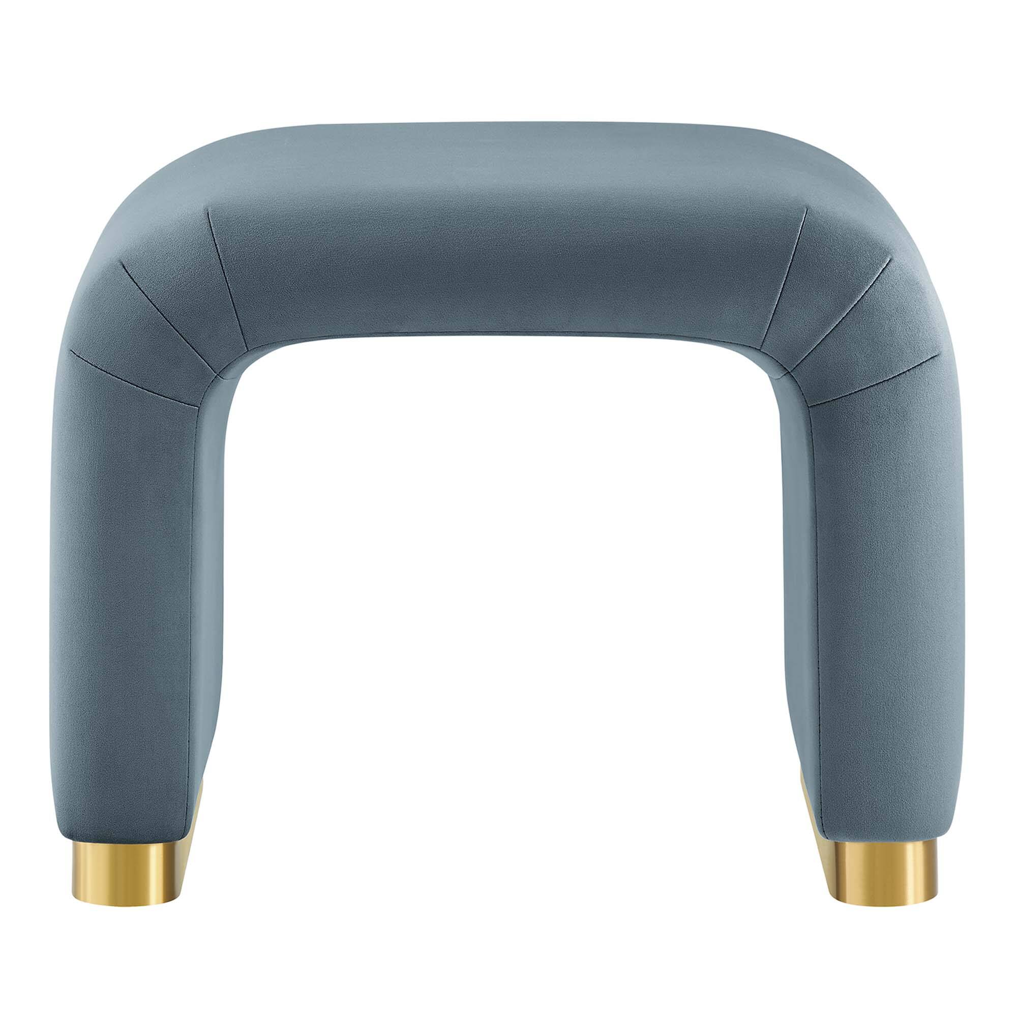 Alt View 4. Modway - Koda Performance Velvet Waterfall Stool by Modway - Brass Cadet Blue.