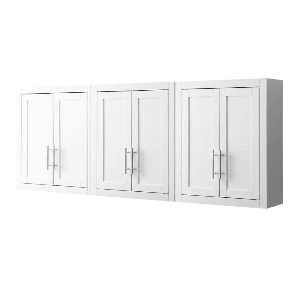 Alt View 3. FurniFact - White 3-Piece Wall Kitchen Cabinet Set - White.