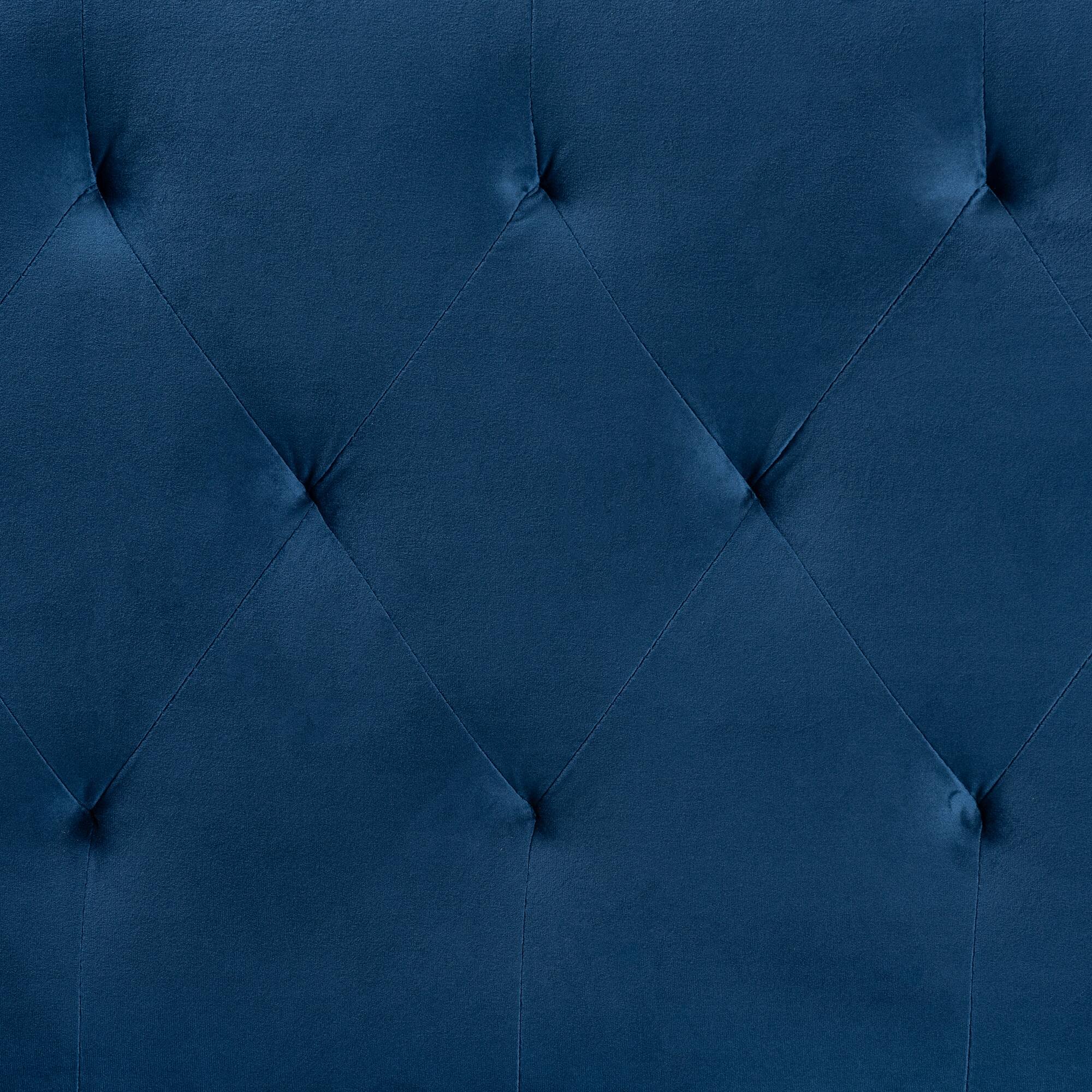 Left. Baxton Studio - Felix Modern and Contemporary Velvet Fabric Upholstered Queen Size Headboard - Navy Blue/Dark Brown.