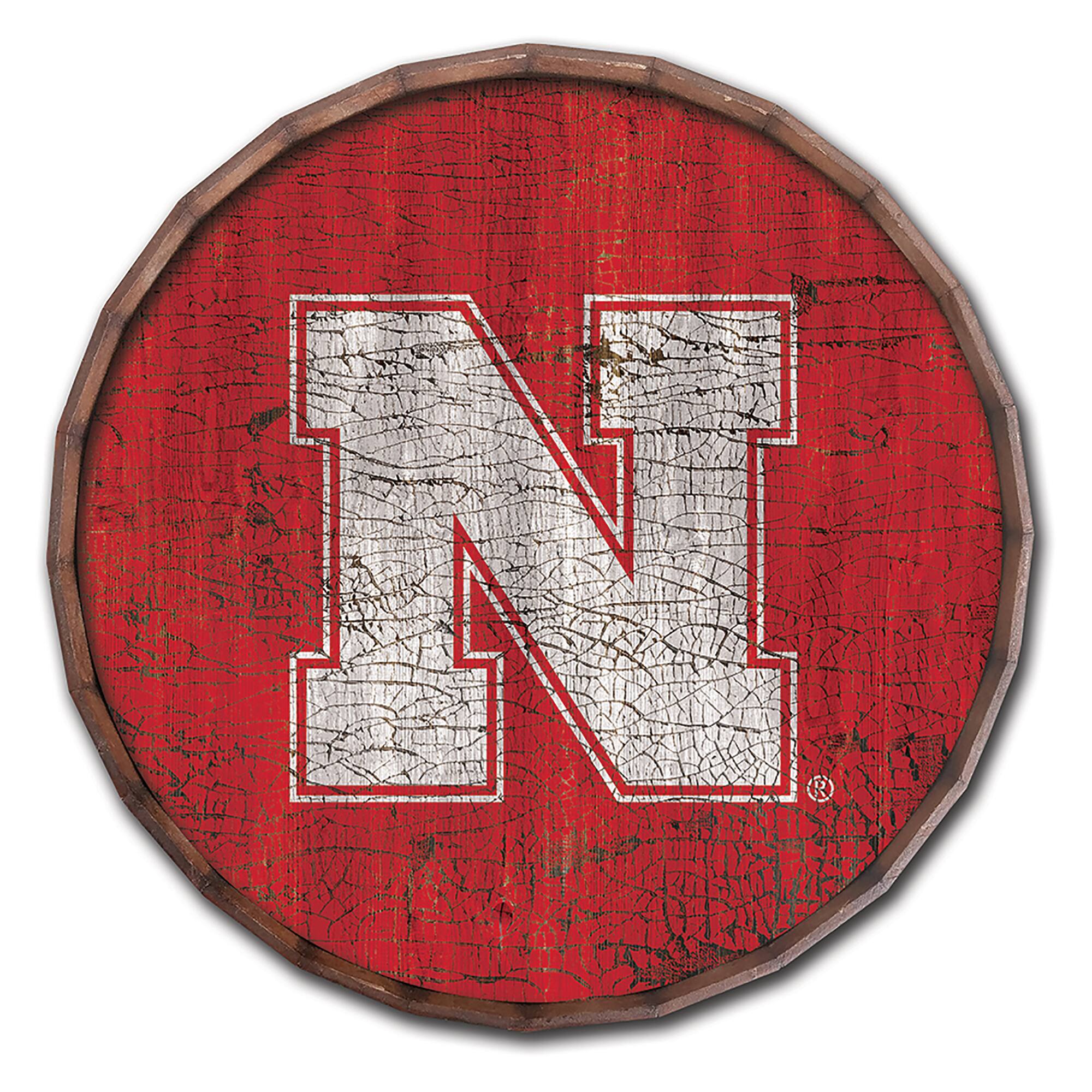 Nebraska Huskers 24" Cracked Color Barrel Top Sign