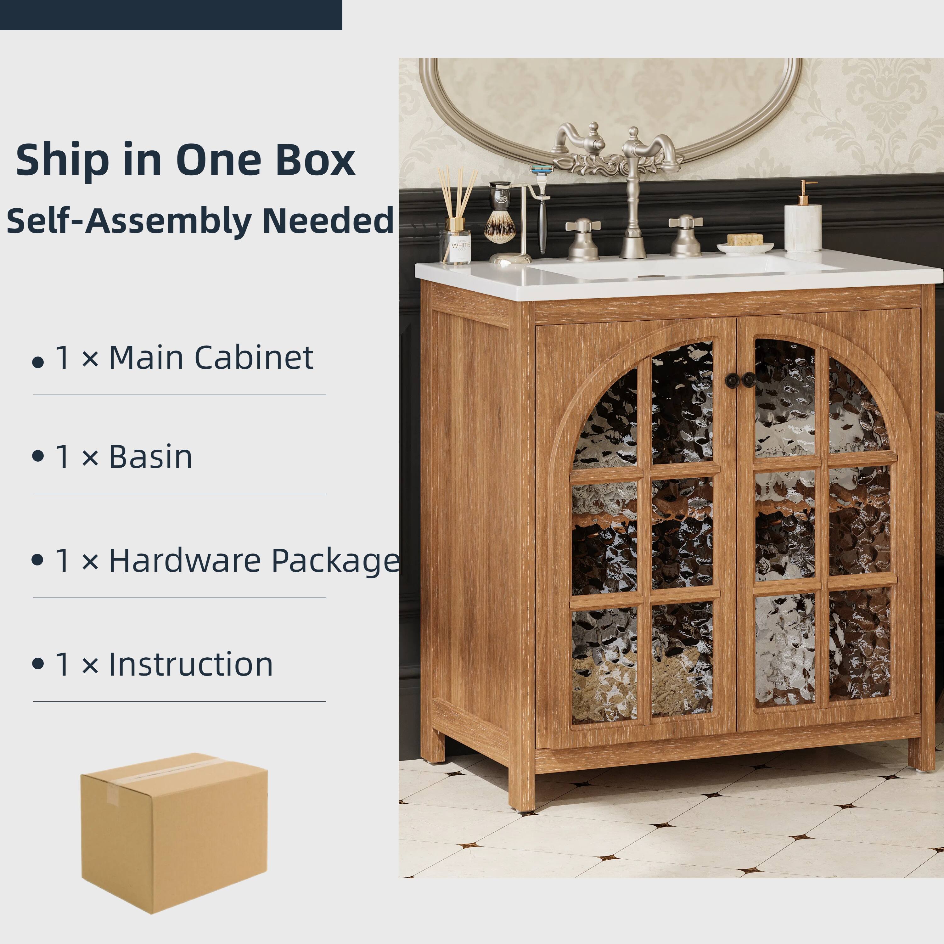 Ship in One Box  
Self-Assembly Needed

- 1 x Main Cabinet
- 1 x Basin
- 1 x Hardware Package
- 1 x Instruction