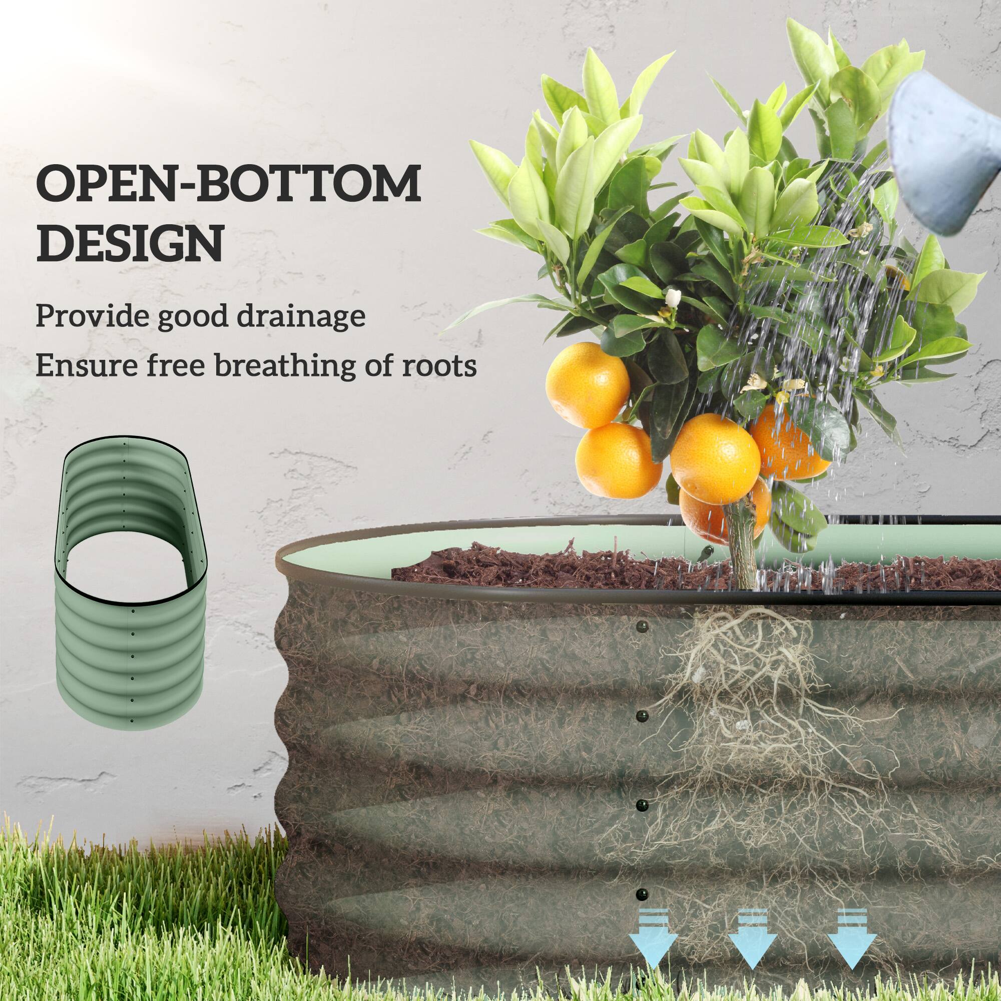 OPEN-BOTTOM DESIGN  
Provide good drainage  
Ensure free breathing of roots