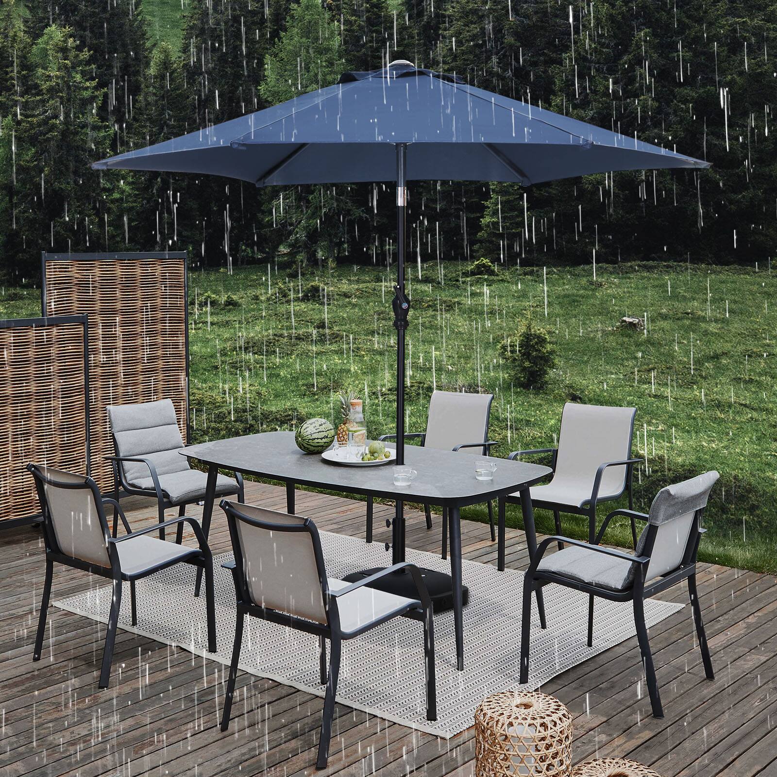 Alt View 4. Ainfox - Ainfox 7.5ft Patio Umbrella Outdoor Market Umbrella UV Protection Sturdy Frame W/Easy Crank - Navy Blue.