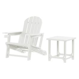 WestinTrends - Azura 2-Piece HDPE Plastic Adirondack Patio Chair With 18" Side Table Set - White
