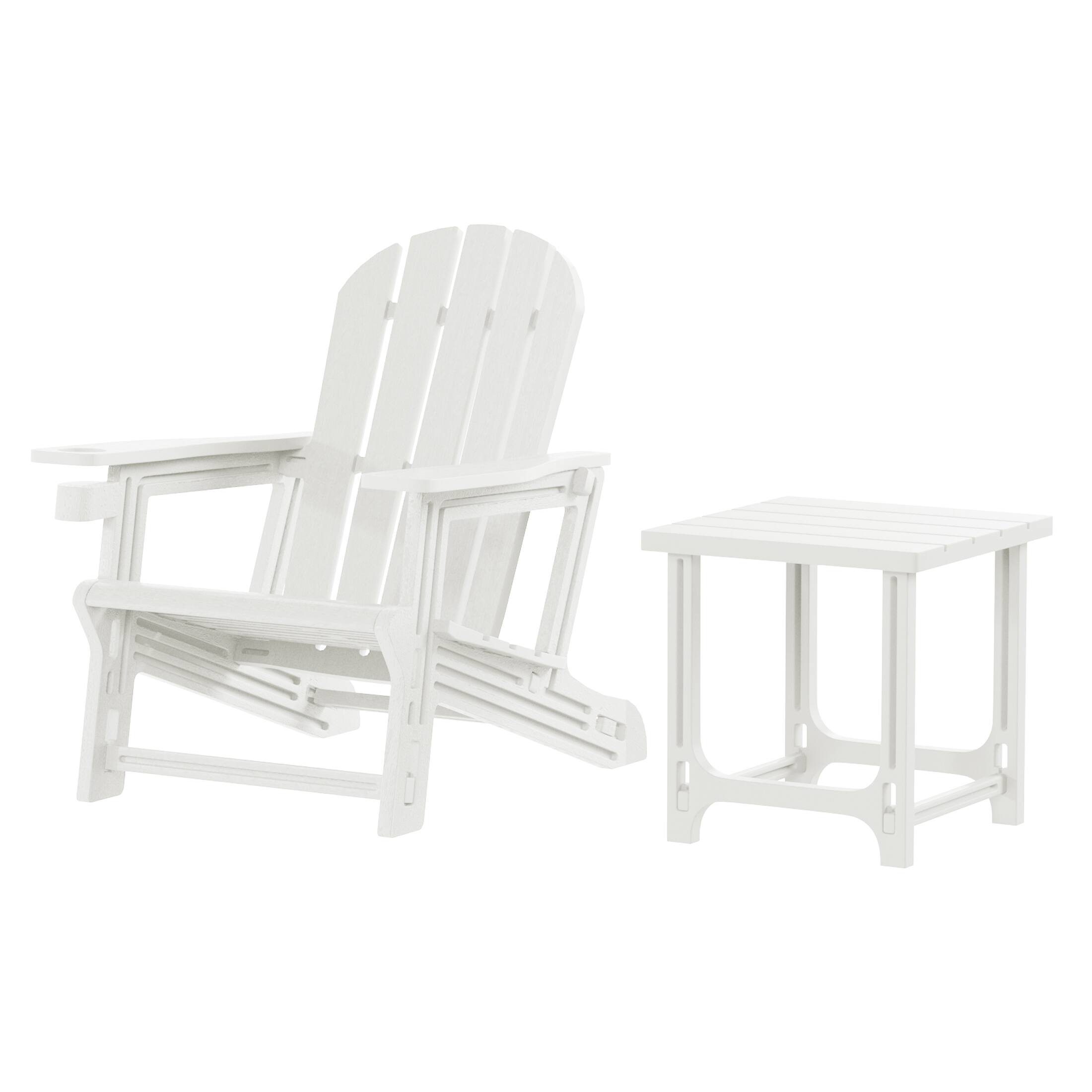 Front. WestinTrends - WestinTrends Azura 2-Piece HDPE Plastic Adirondack Patio Chair With 18" Side Table Set - White.