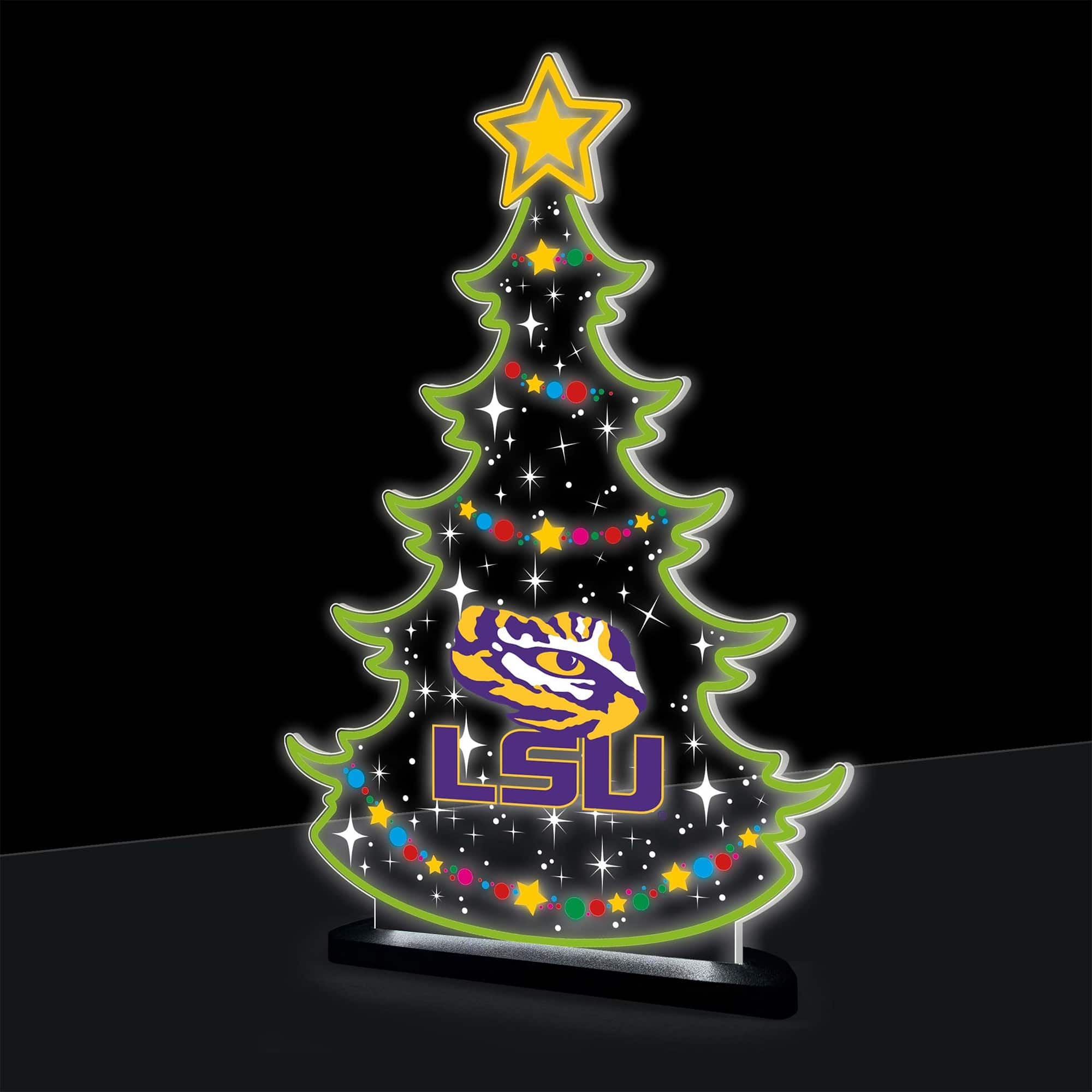 Evergreen Enterprises - LSU Tigers 10" LED Tabletop Christmas Tree Desklite Sign - Green
