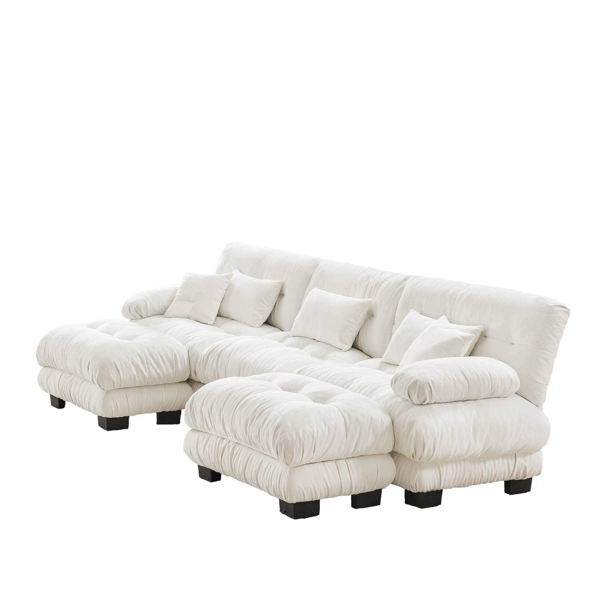 Alt View 7. LOVMOR - Chenille Modular Sectional Couch U Shaped Deep Seat Compressed Pack For Living Room Plush Cozy Lounge Home Den - White.