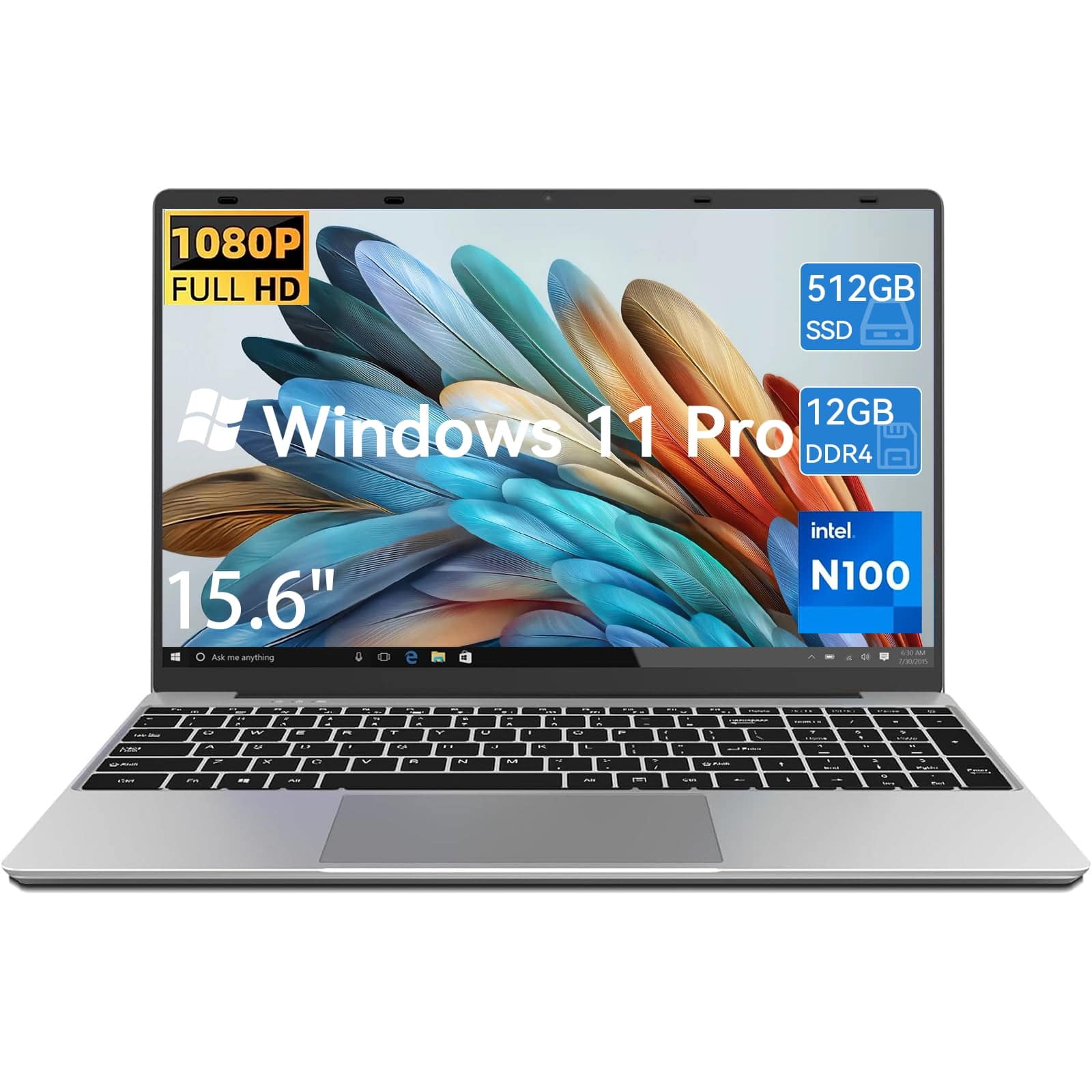 FEONAL Windows 11 Pro Laptop 15.6inch, 12GB RAM 512GB SSD, 12th