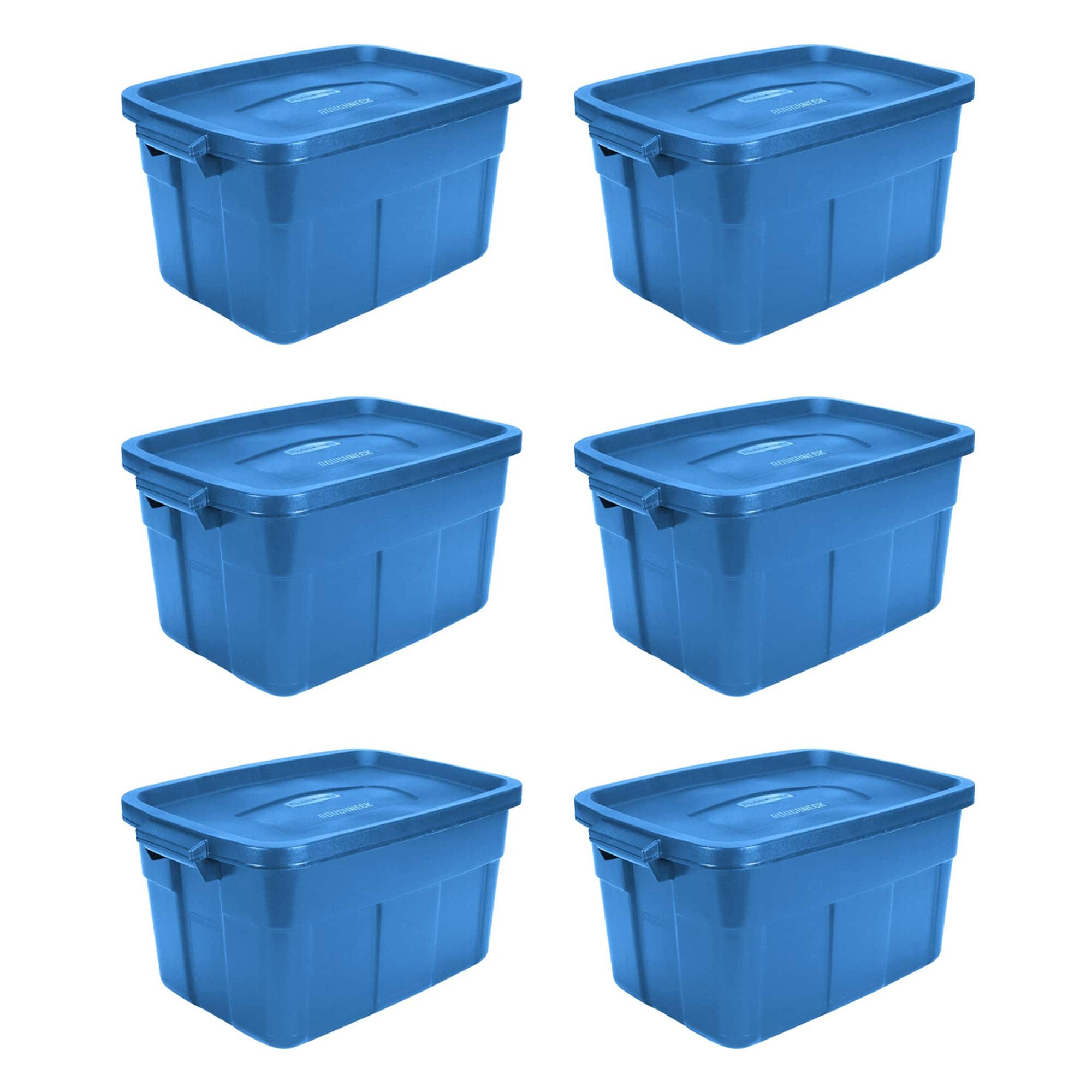 RubberMaid - Roughneck Tote 14 Gallon Storage Container, (6 Pack) - Heritage Blue