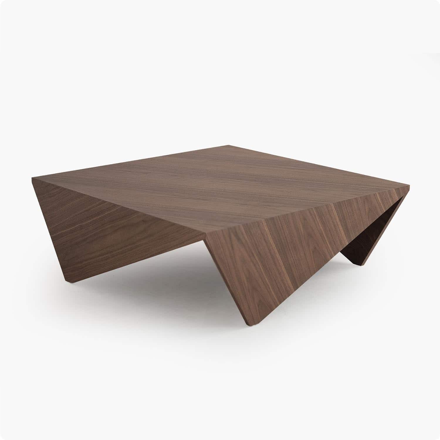 Acanva - Modern Geometric Square Coffee Table, Low Profile Center Tables , for Living Room Home Office - Crown Walnut