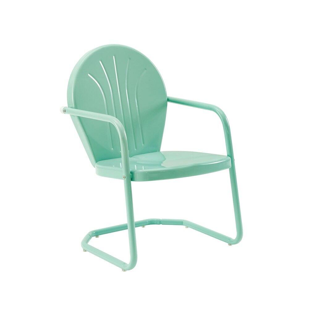 Alt View 3. Outdoor Escape - Aqua Blue Metal Patio Chair with Gloss Finish – Decorative Retro Style - Aqua Gloss.