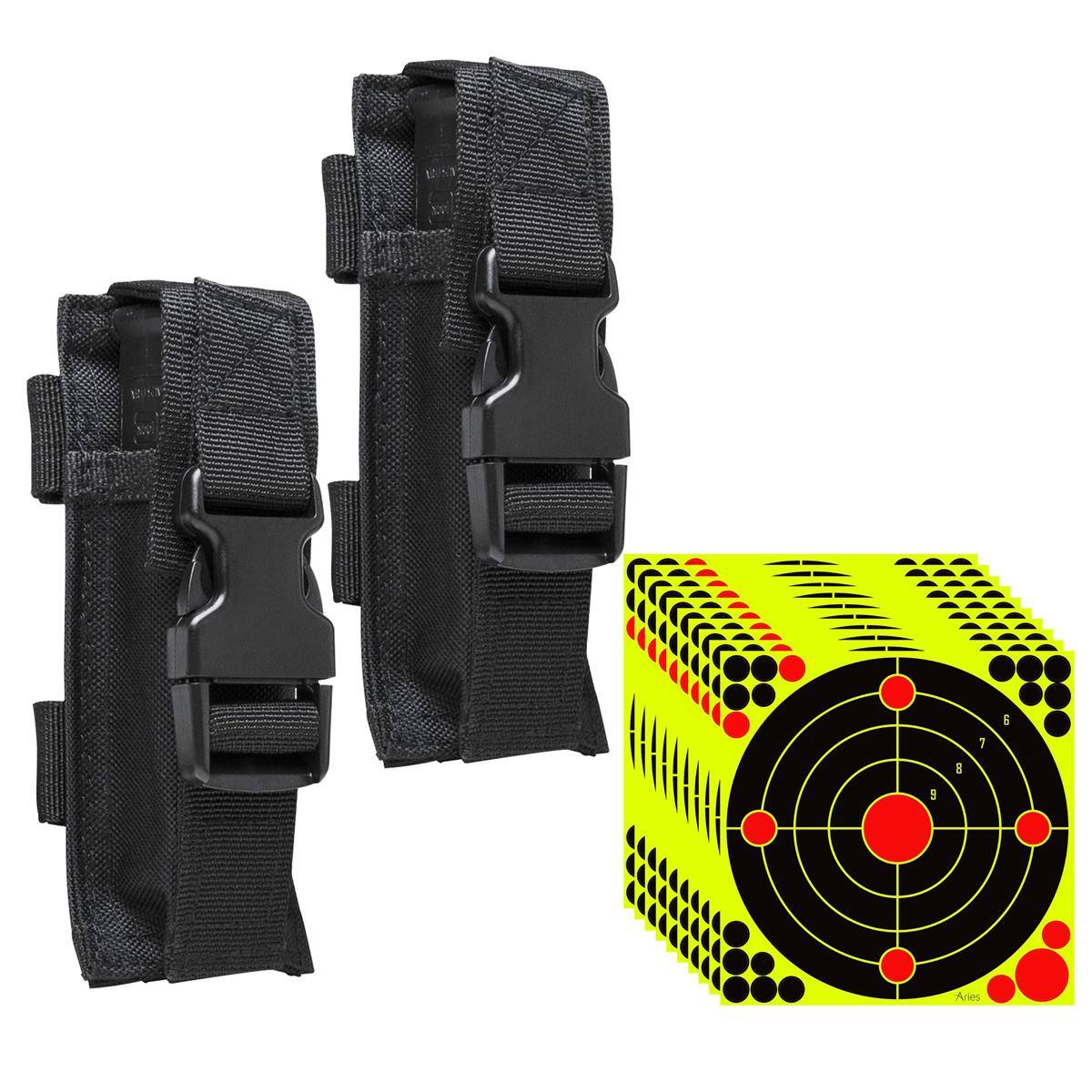 Front. NcSTAR - NcSTAR Vism 2x Single Pistol Magazine Pouch for Standard Capacity Double Stack Mags, Black with 12x12" Splatter Adhesive - Black.