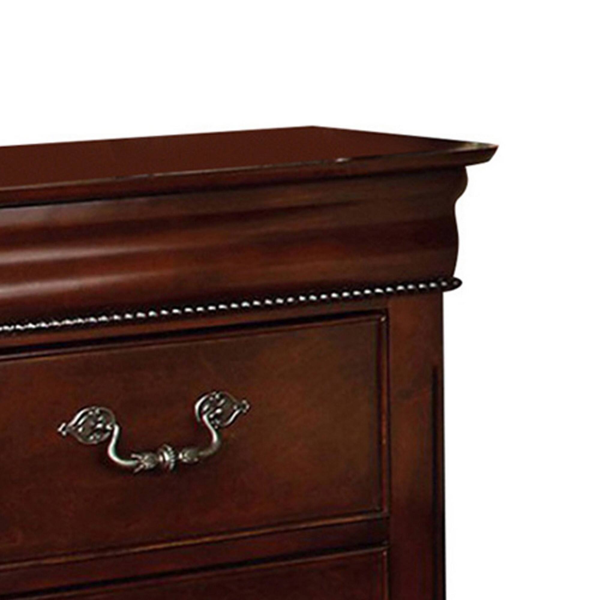 Alt View 1. Manhattan Lane - 2 Drawer Wooden Nightstand with Hidden Top Drawer and Metal Handles - Brown.