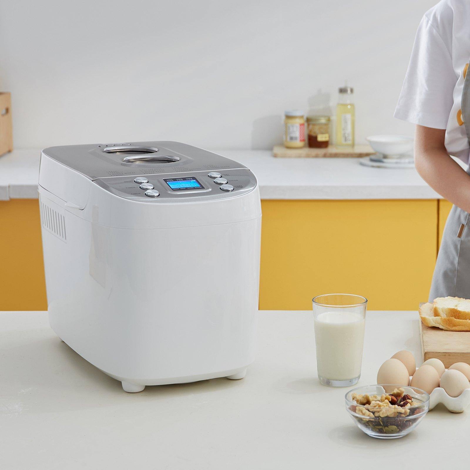 Alt View 1. Glintex - Bread Maker, 15-in-1 Programmable Dough Machine with Gluten Free, Whole Wheat Setting, Nonstick Ceramic Pan - White.