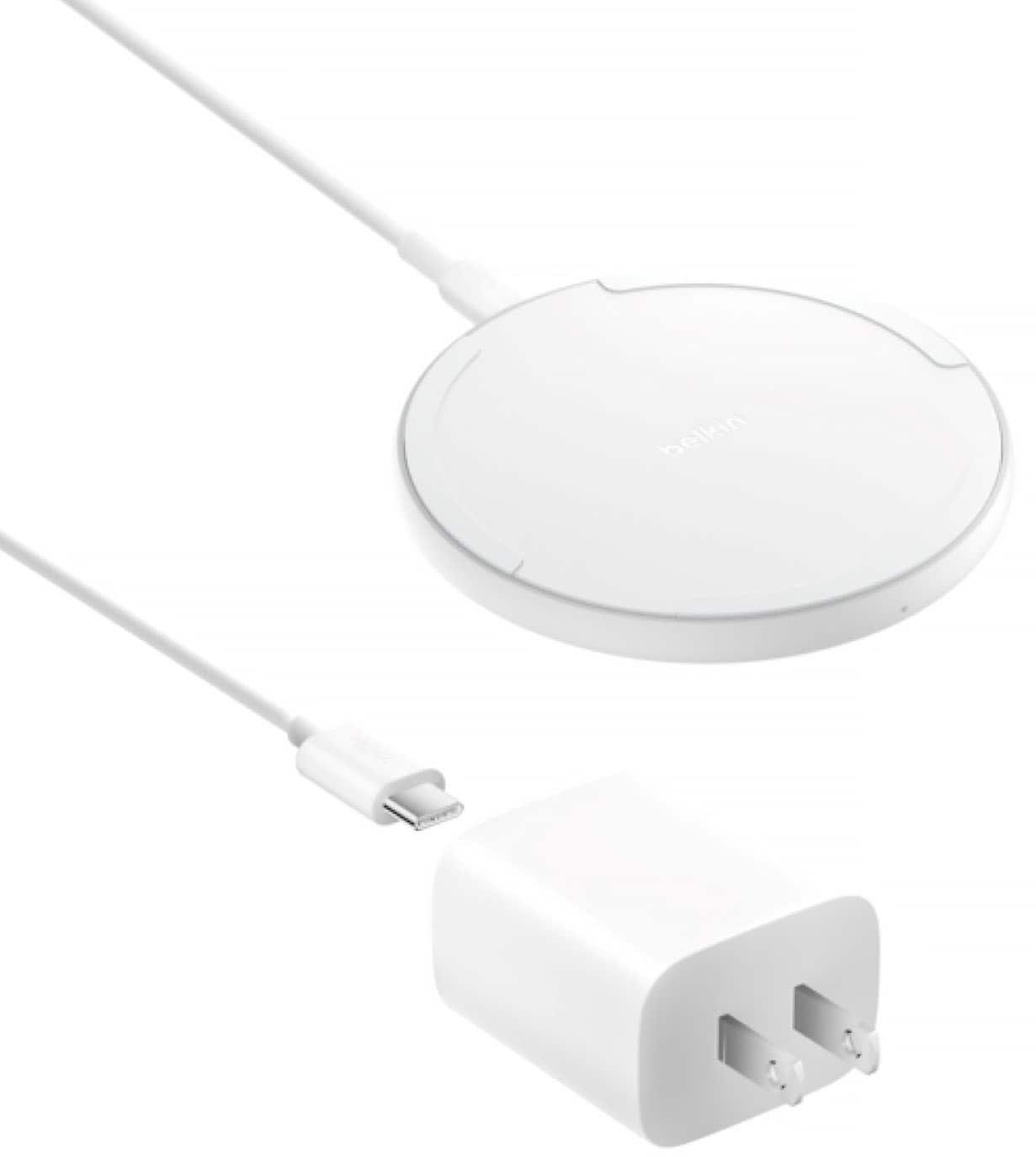 Front. Belkin - Wireless Charging Pad 15W - BOOST↑CHARGE Qi Charger for Apple iPhone, AirPods, Power Supply and Cable Included - White.