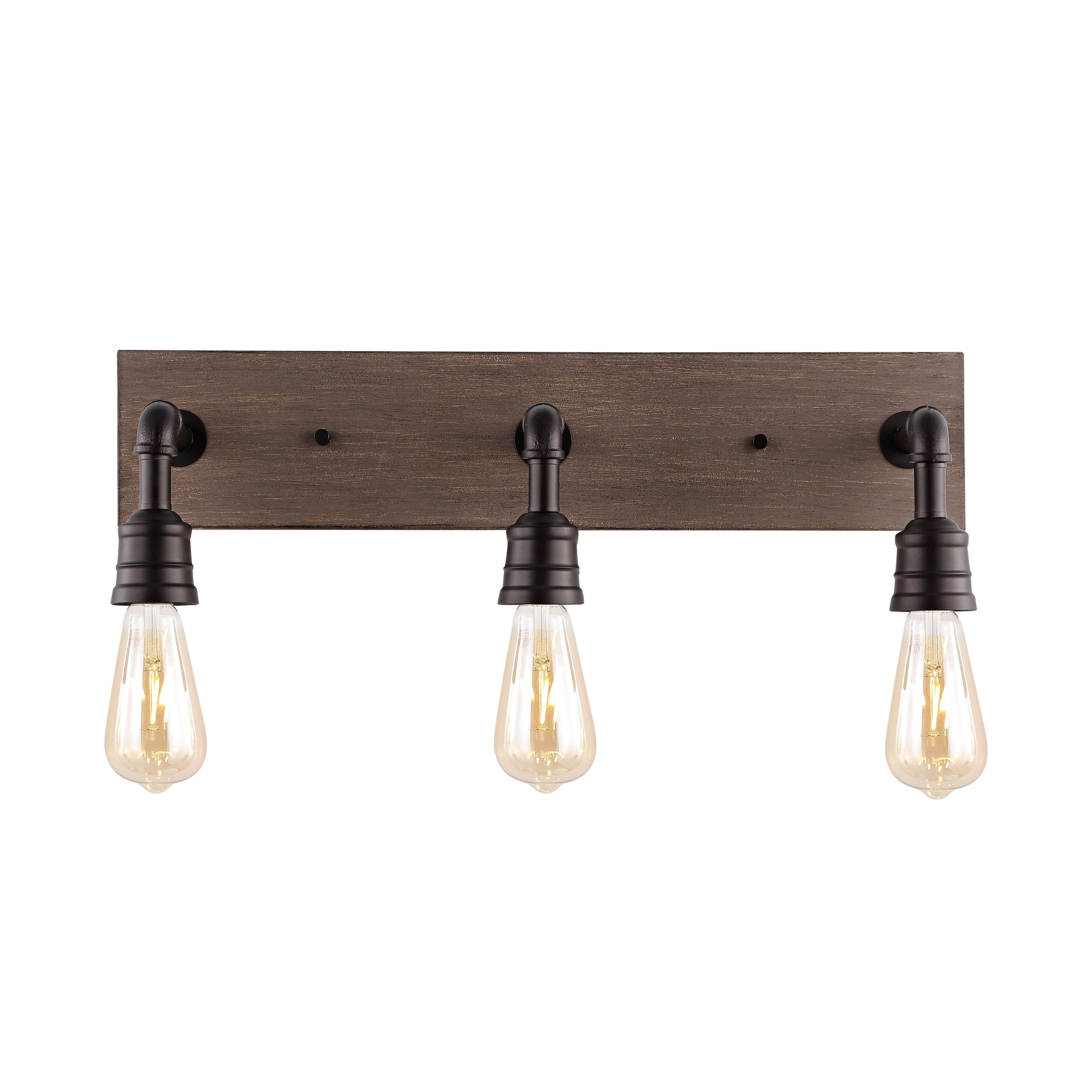 "Jonathan Y - Corbett 22.13"" 3-Light Rustic Farmhouse Iron LED Vanity, Oil Rubbed Bronze/Brown Wood Finish - Oil-Rubbed Bronze" price history on PriceWatchPro