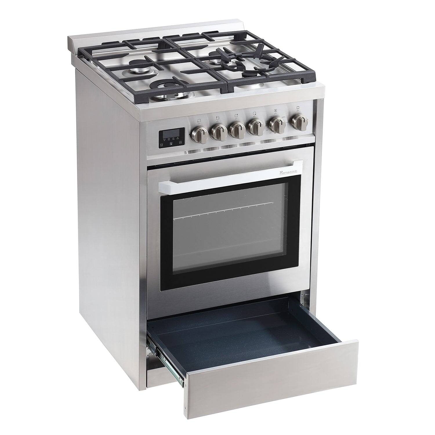 Alt View 1. Rangaire - Rangaire 24" Gas Range Convection Oven Freestanding Stainless Steel RRG241TS - Stainless steel.