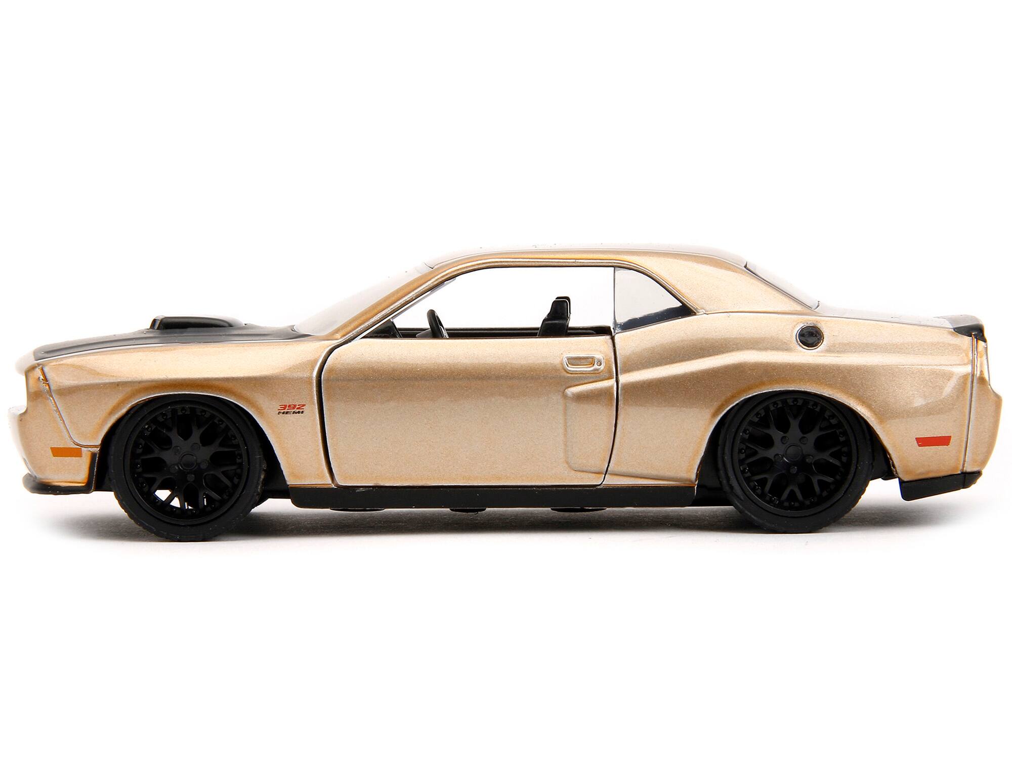 Alt View 3. Jada - 2012 Dodge Challenger SRT8 Gold Metallic with Black Hood "Pink Slips" Series 1/32 Diecast Model Car by Jada - Multicolor.