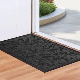 G128 - Front Door Mat 29.5 x 17 in Low-Profile Non-Slip All-Season Doormat - Black
