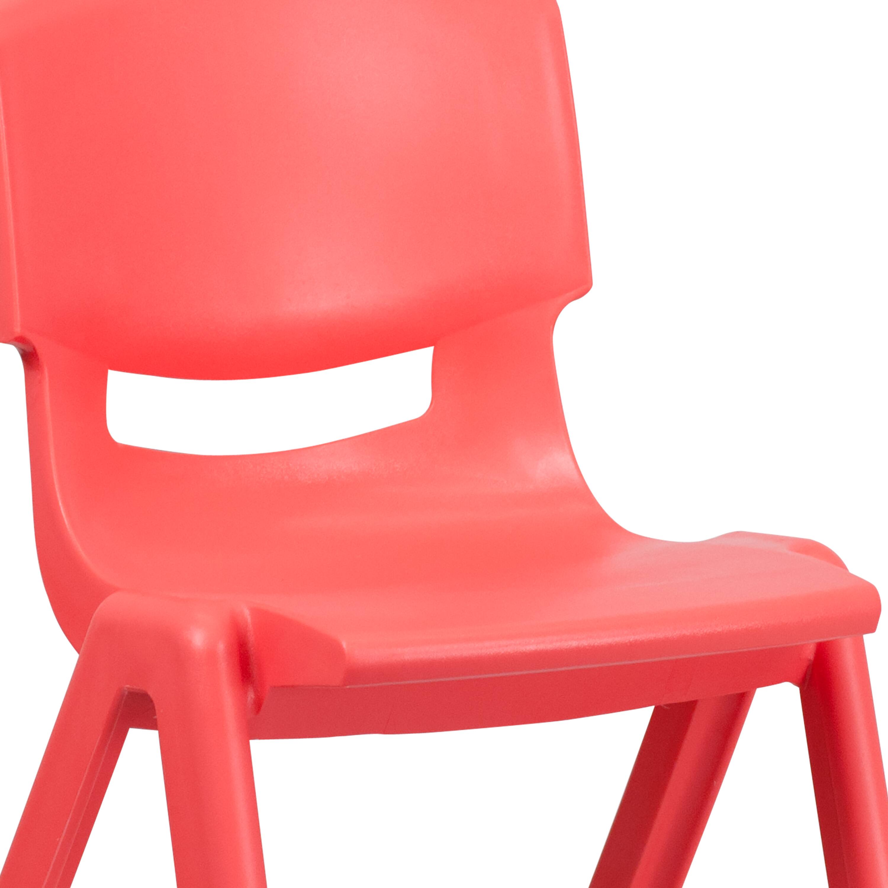 Alt View 9. Emma + Oliver - 4 Pack Plastic Stack School Chair with 15.5"H Seat, 3rd-7th School Chair - Red.