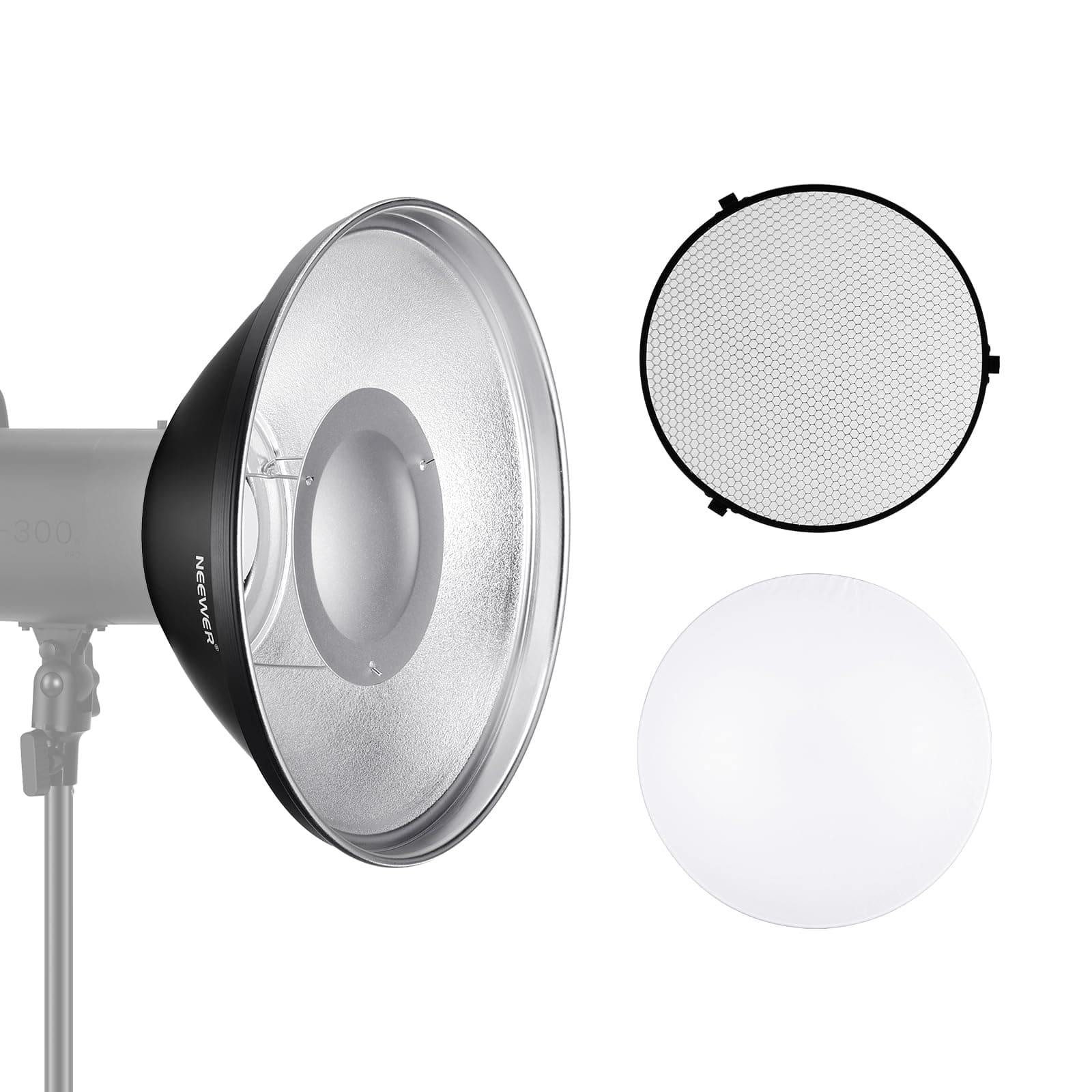 Neewer - 12" Bowens Beauty Dish, Diffuser, Honeycomb