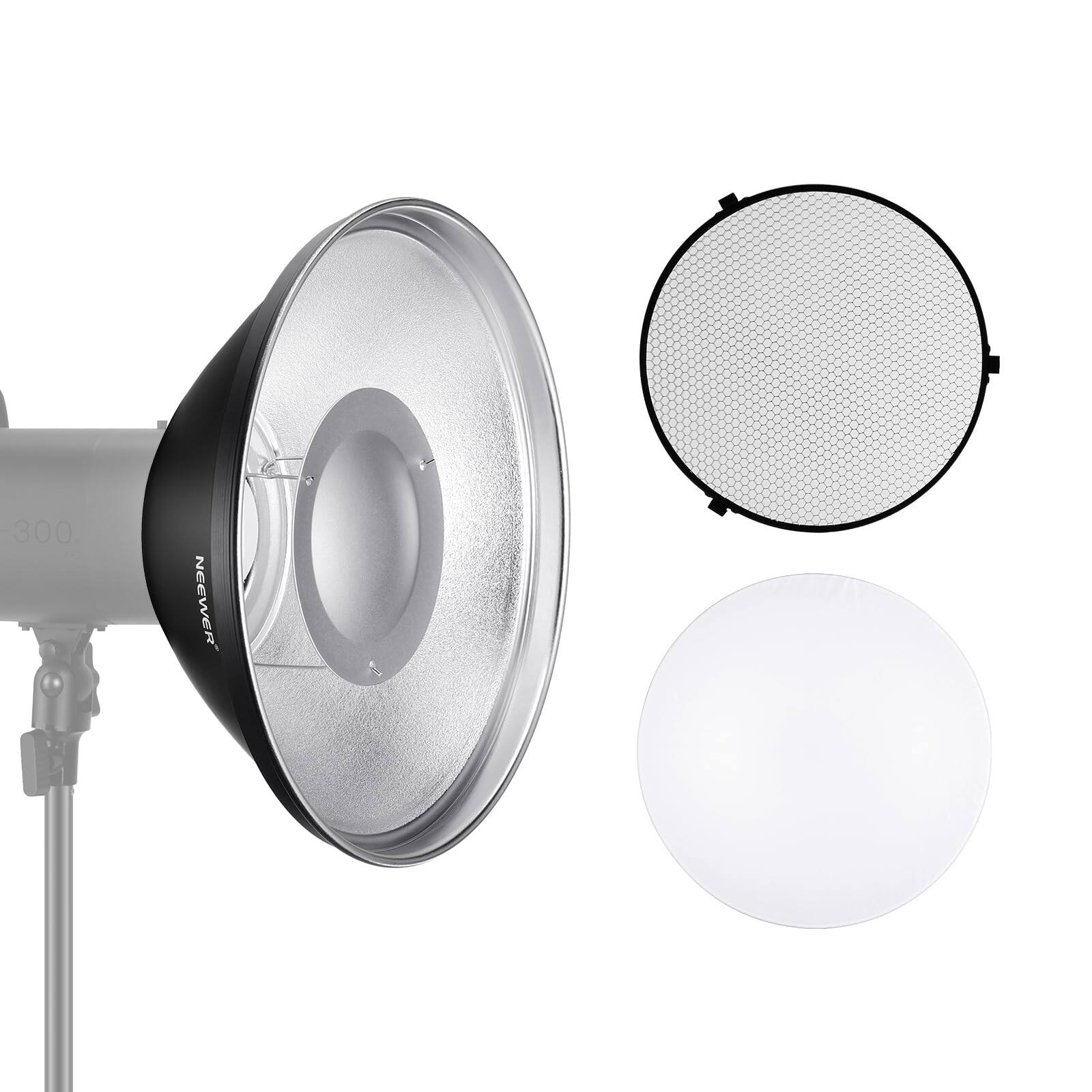 Neewer - 12" Bowens Beauty Dish, Diffuser, Honeycomb