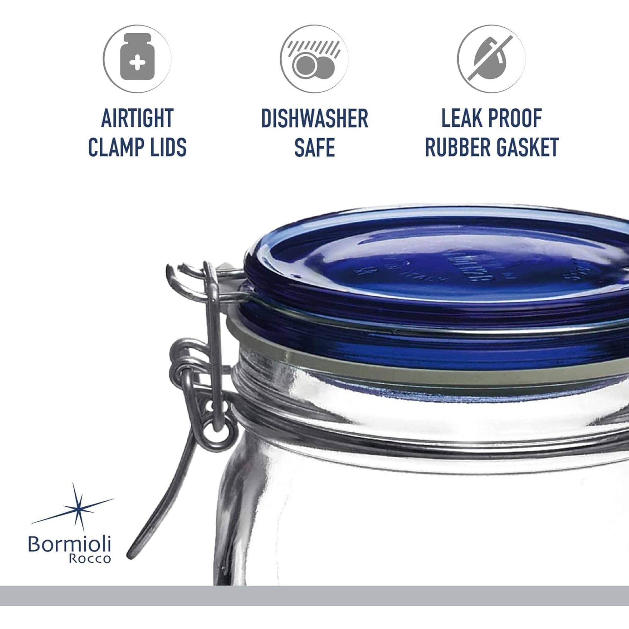 Airtight Clamp Lids Dishwasher Safe Leak Proof Rubber Gasket Bormioli Rocco